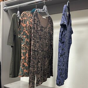 Peruvian Connection lot of 4 tops in Olive, Rust, Tan and Indigo